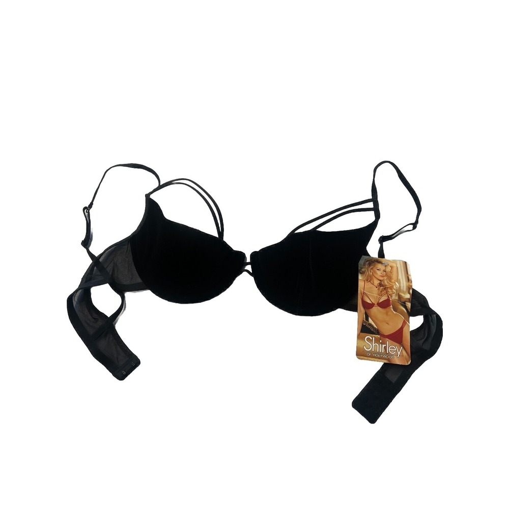 Shirley Of Hollywood bra Whimsigoth Harness Black Velvet Underwire L Vintage